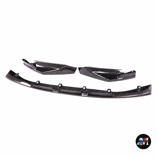 MCarbonique branded product photo — MCarbonique MP-Style Dry Carbon Front Lip | BMW G80 M3 / G82 M4 — product on white