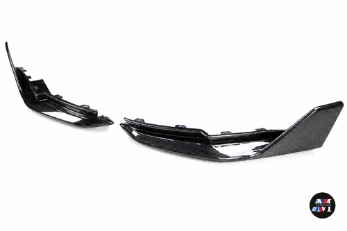 MCarbonique branded product photo — MCarbonique MP-Style Dry Carbon Rear Splitters | BMW G80 M3 / G82 M4 — product on white