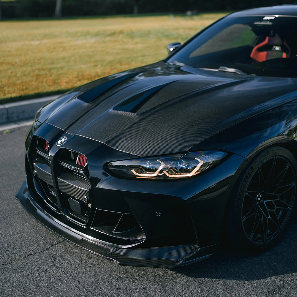 BMW M3/M4 G80/G82 Dry carbon fiber three-stage V-shaped front lip - photo 2