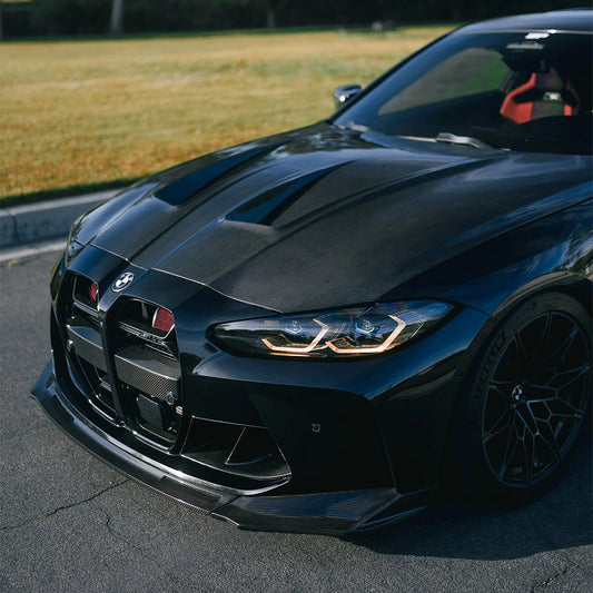 BMW M3/M4 G80/G82 Dry carbon fiber three-stage V-shaped front lip - photo 2