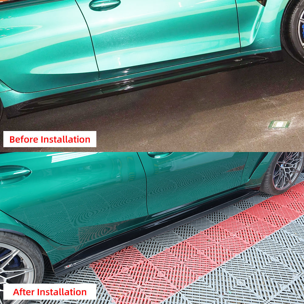 For BMW M3 M4 G80 G82 G83 2021+ Dry Carbon Fiber Side Skirt Set M Carbonique Style - photo 4