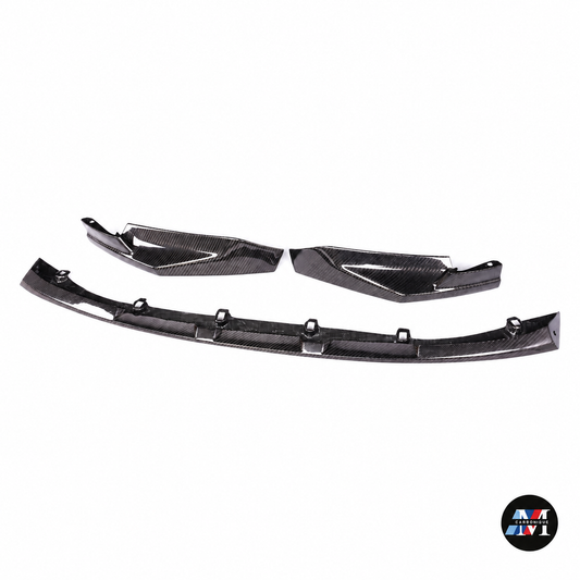 MCarbonique branded product photo — MCarbonique MP-Style Dry Carbon Front Lip | BMW G80 M3 / G82 M4 — product on white