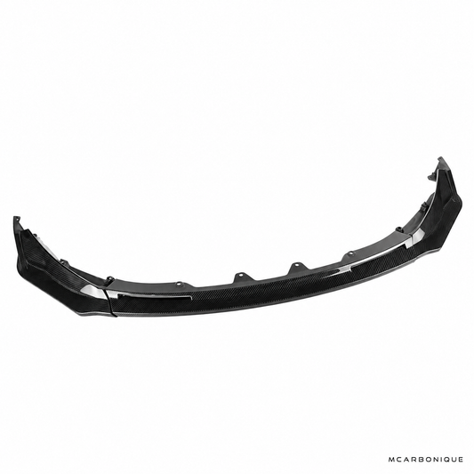 MCarbonique V-style carbon front lip — complete product on white background